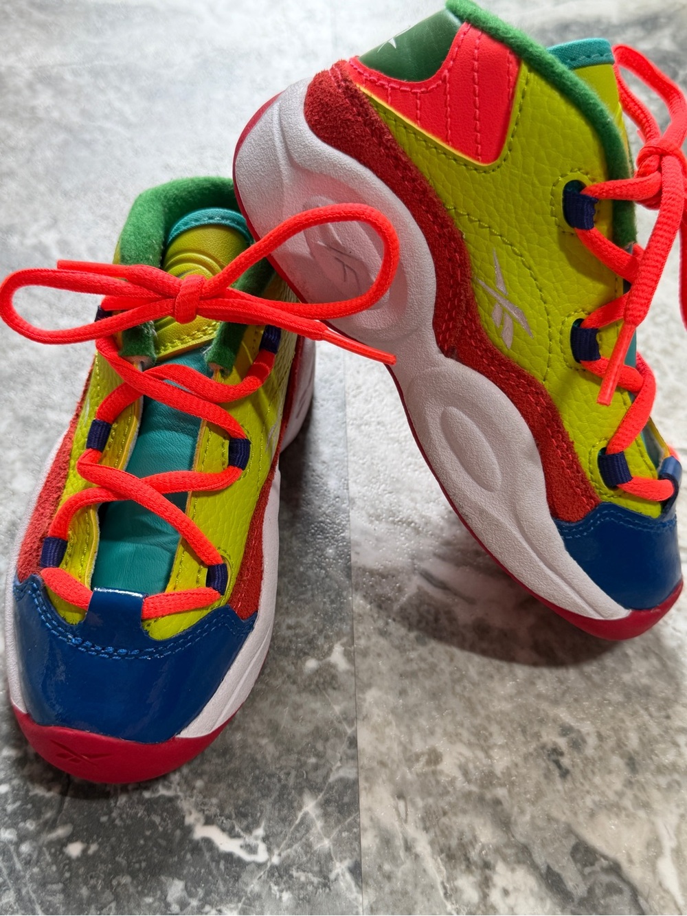 Reebok Question Mid Kids Toddler Shoes color explosion Neon Sneakers size 9